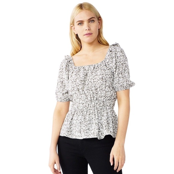 Nine West Tops - New! Nine West Bohemian Peasant Floral Square Neck Peplum Blouse Top